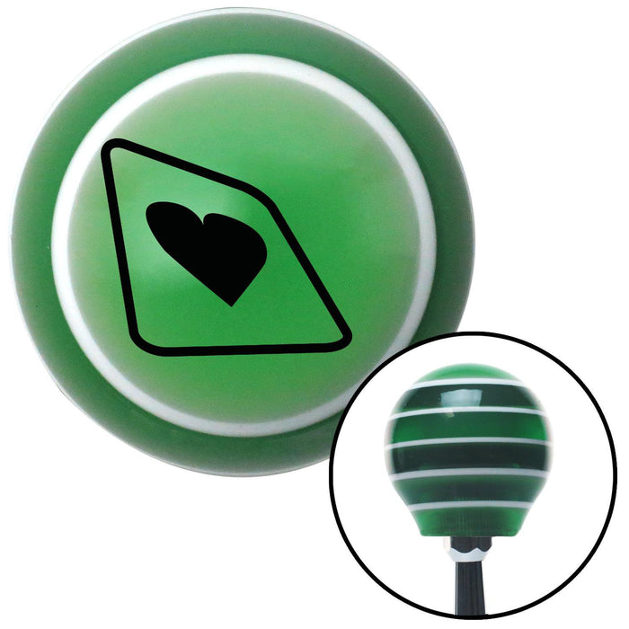 Black Heart on a Card Green Stripe Shift Knob with M16 x 15 Insert