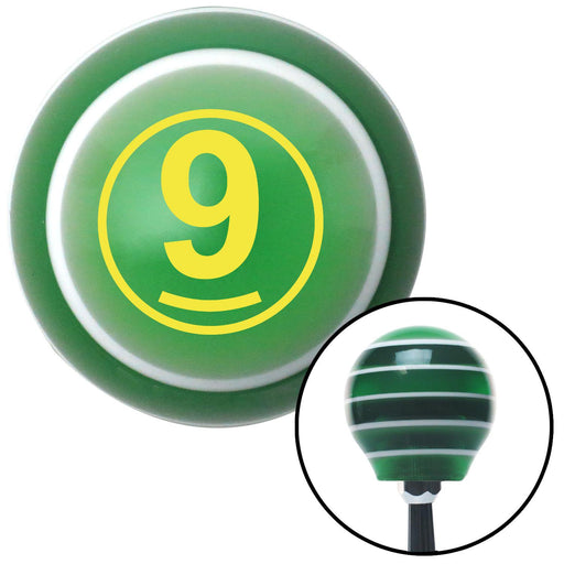 Yellow Ball 9 Green Stripe Shift Knob with M16 x 15 Insert