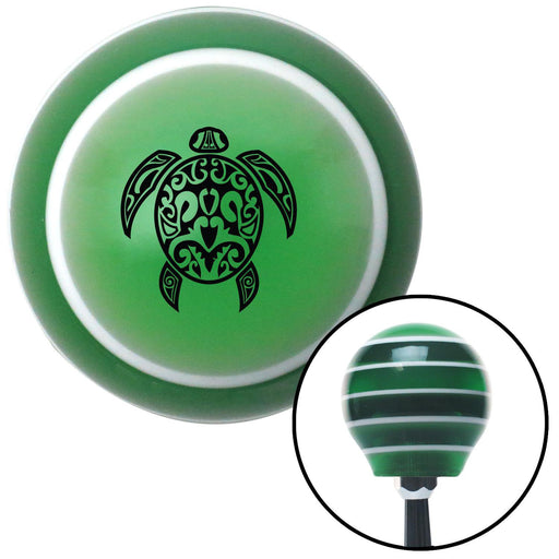 Black Turtle Green Stripe Shift Knob with M16 x 15 Insert