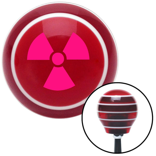 Pink Nuclear Hazard Symbol Red Stripe Shift Knob with M16 x 15 Insert