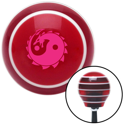 Pink Yin Yang Dragon Red Stripe Shift Knob with M16 x 15 Insert