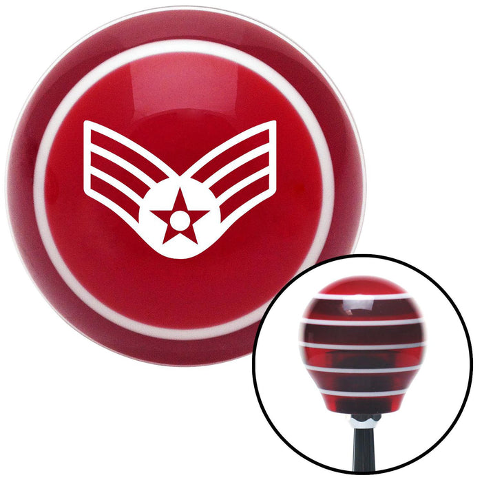 White Senior Airman Red Stripe Shift Knob with M16 x 15 Insert