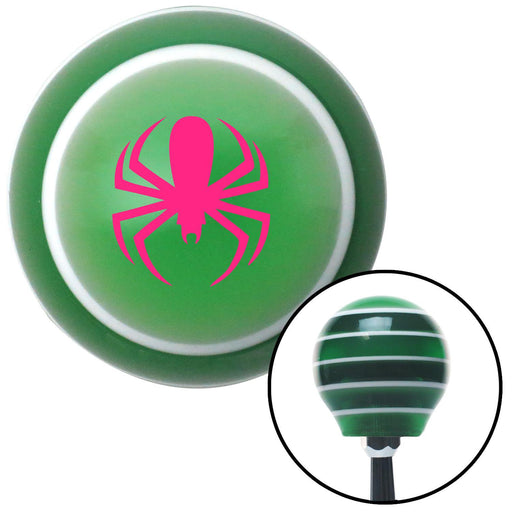 Pink Spider Green Stripe Shift Knob with M16 x 15 Insert