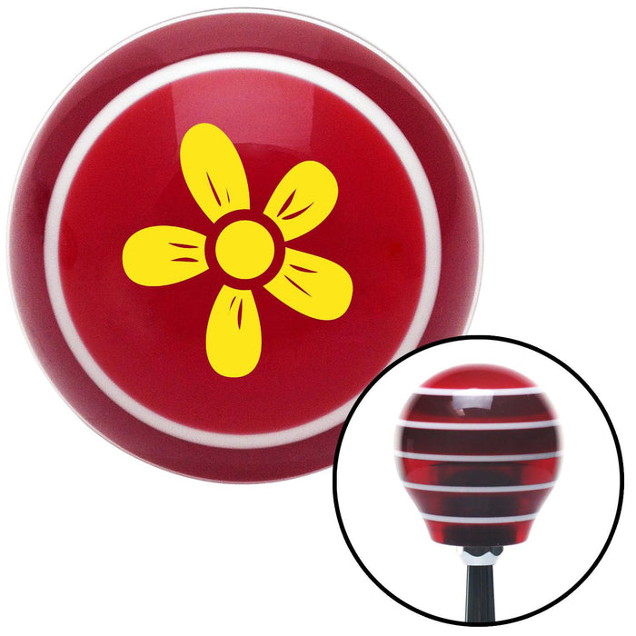 Yellow Flower  Daisy Red Stripe Shift Knob with M16 x 15 Insert