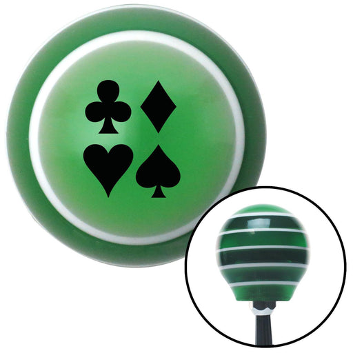 Black Card Symbols Green Stripe Shift Knob with M16 x 15 Insert