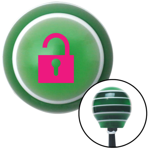 Pink Unlocked Symbol Green Stripe Shift Knob with M16 x 15 Insert