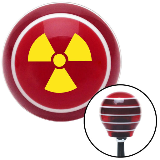 Yellow Nuclear Hazard Symbol Red Stripe Shift Knob with M16 x 15 Insert