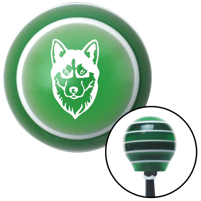 White Husky Green Stripe Shift Knob with M16 x 15 Insert