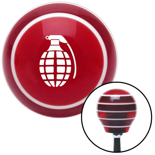 White Pineapple Grenade Red Stripe Shift Knob with M16 x 15 Insert