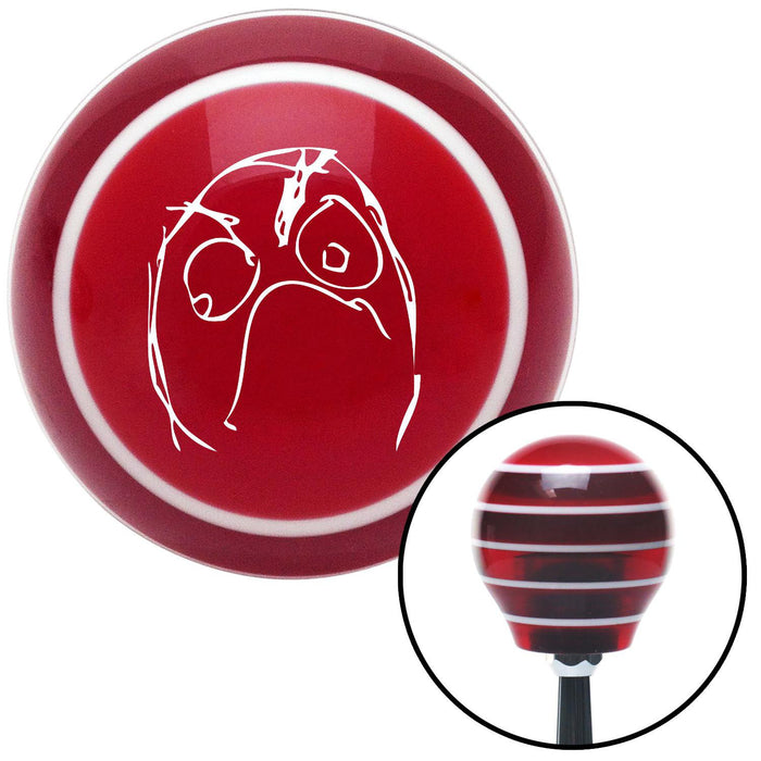 White Angry Meme Red Stripe Shift Knob with M16 x 15 Insert