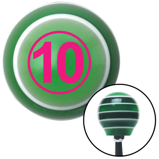 Pink Ball 10 Green Stripe Shift Knob with M16 x 15 Insert