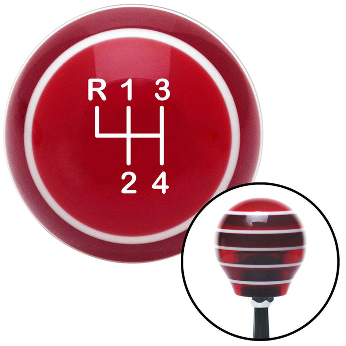 White Shift Pattern 3n Red Stripe Shift Knob with M16 x 15 Insert