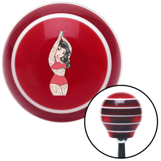 Tattoo Girl Red Stripe Shift Knob with M16 x 15 Insert