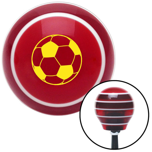 Yellow Soccer Ball Red Stripe Shift Knob with M16 x 15 Insert