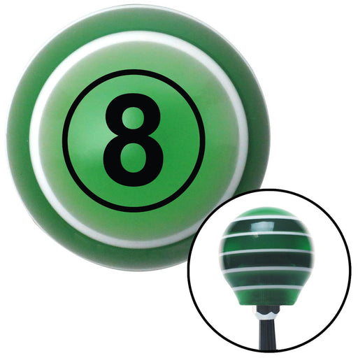 Black Ball 8 Green Stripe Shift Knob with M16 x 15 Insert