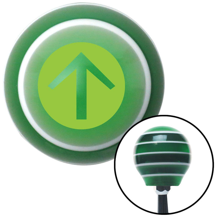 Green Circle Directional Arrow Up Green Stripe Shift Knob with M16 x 15 Insert