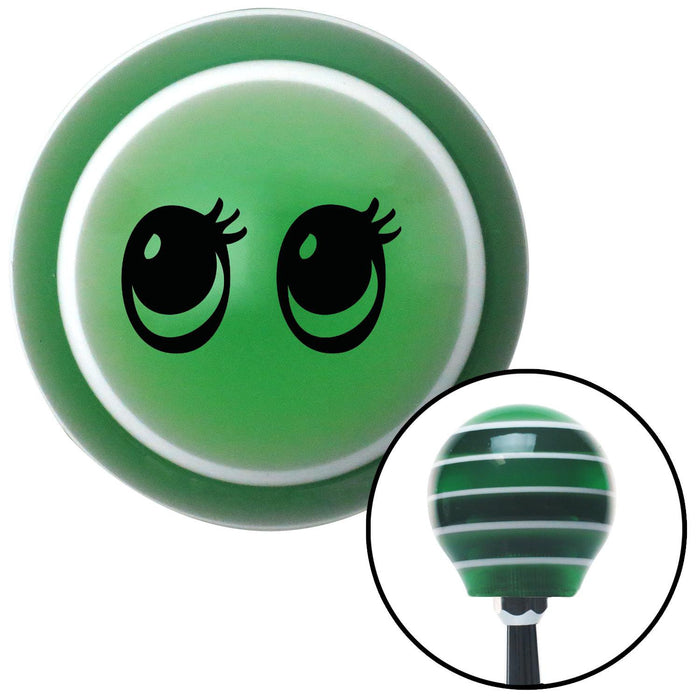 Black Cute Eyes Green Stripe Shift Knob with M16 x 15 Insert