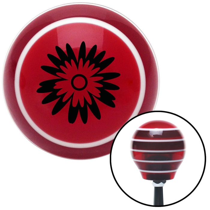 Black Flowers Red Stripe Shift Knob with M16 x 15 Insert