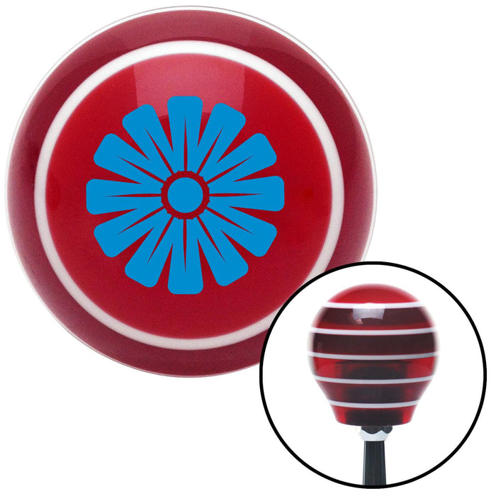 Blue Flower  Mum Red Stripe Shift Knob with M16 x 15 Insert