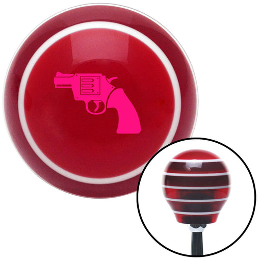 Pink Gun Red Stripe Shift Knob with M16 x 15 Insert