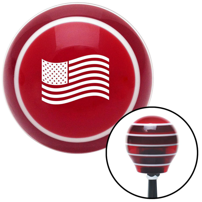 White American Flag Waving Red Stripe Shift Knob with M16 x 15 Insert