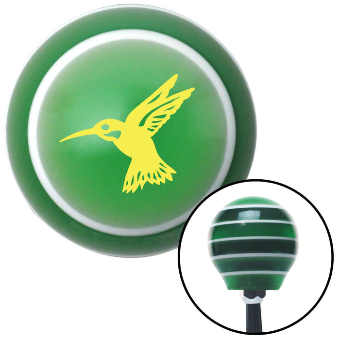 Yellow Hummingbird Green Stripe Shift Knob with M16 x 15 Insert