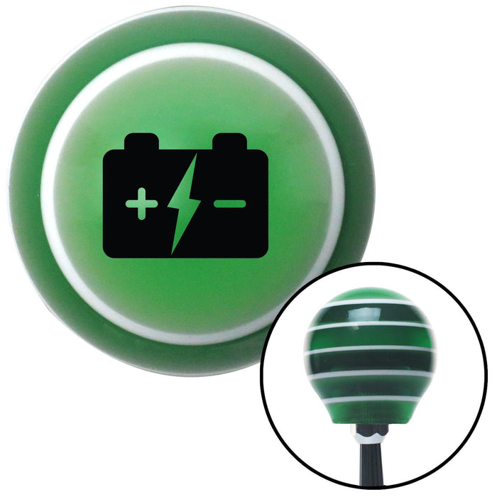 Black Battery Charge Symbol Green Stripe Shift Knob with M16 x 15 Insert