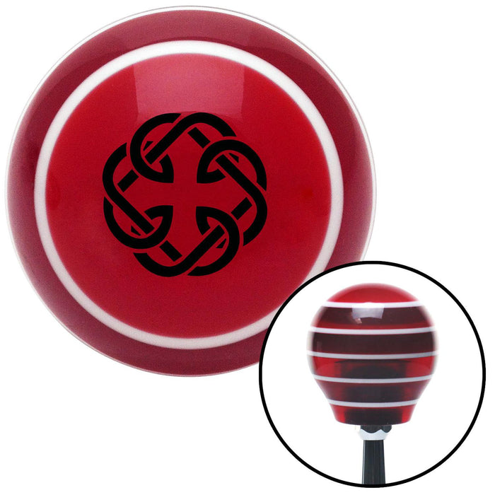 Black Celtic Father Daughter Symbol Red Stripe Shift Knob with M16 x 15 Insert