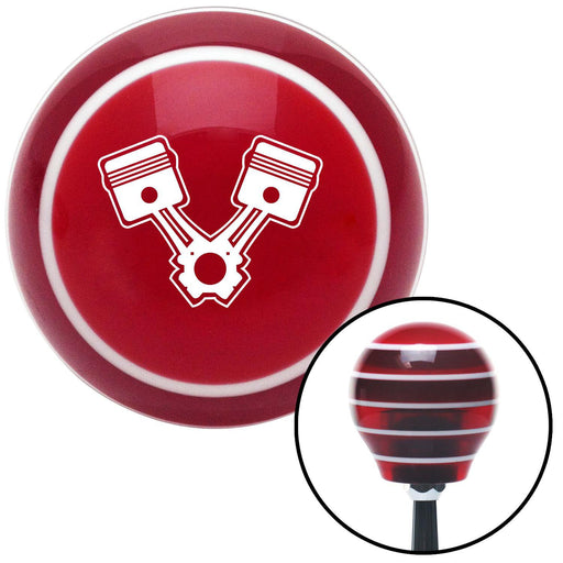 White Pistons Red Stripe Shift Knob with M16 x 15 Insert