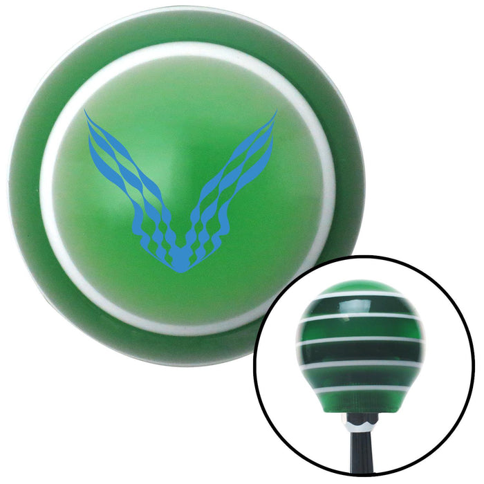 Blue Checkered Racing WIngs Green Stripe Shift Knob with M16 x 15 Insert