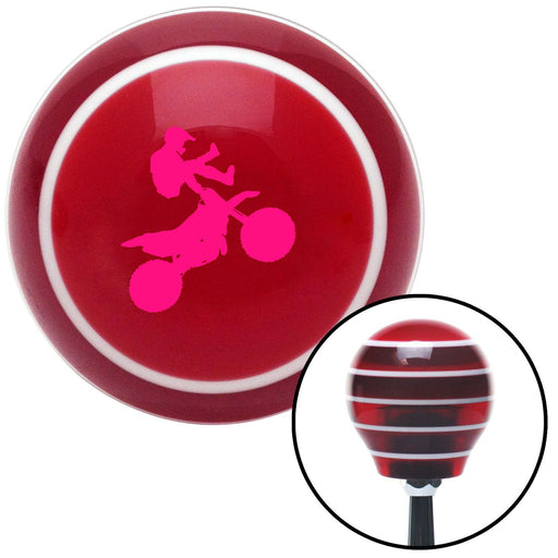 Pink Motocross Rider Red Stripe Shift Knob with M16 x 15 Insert