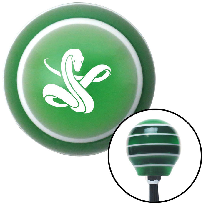 White Serpent Green Stripe Shift Knob with M16 x 15 Insert