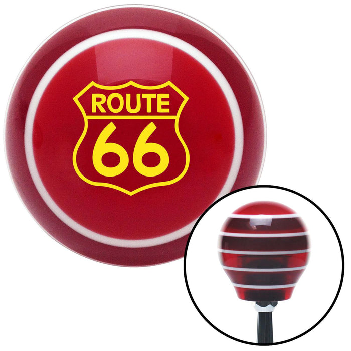 Yellow Route 66 Sign Red Stripe Shift Knob with M16 x 15 Insert