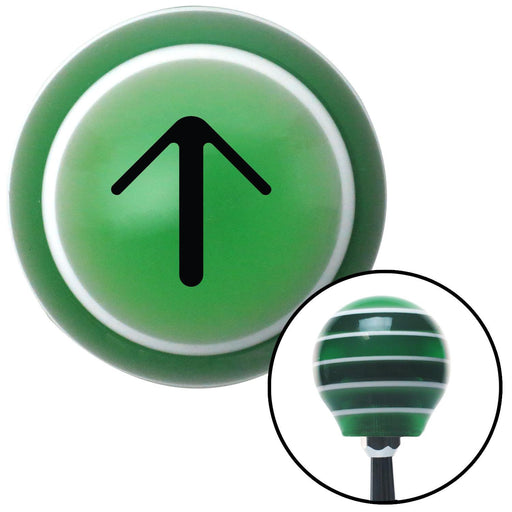 Black Solid Pointing Arrow Up Green Stripe Shift Knob with M16 x 15 Insert