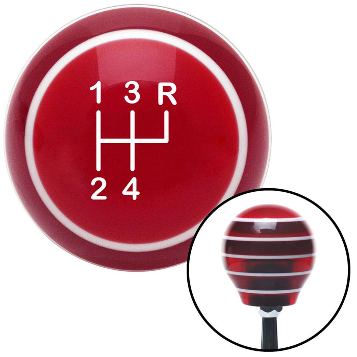 White Shift Pattern 7n Red Stripe Shift Knob with M16 x 15 Insert