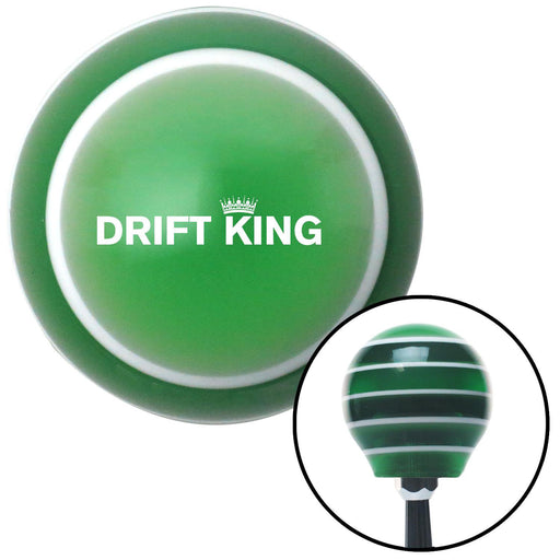 White Drift King Green Stripe Shift Knob with M16 x 15 Insert