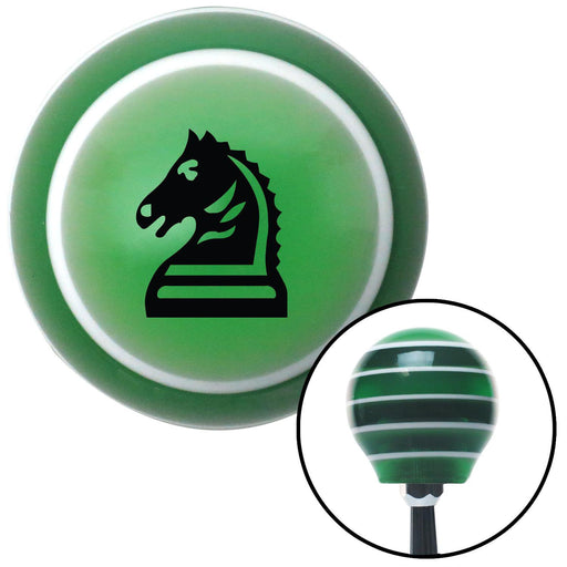 Black Knight Horse Green Stripe Shift Knob with M16 x 15 Insert