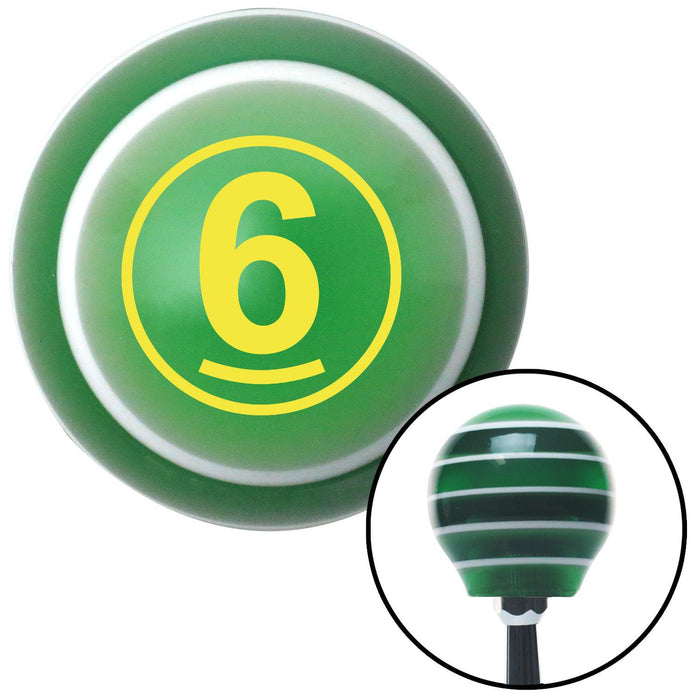 Yellow Ball 6 Green Stripe Shift Knob with M16 x 15 Insert