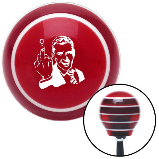 White Middle Finger Red Stripe Shift Knob with M16 x 15 Insert