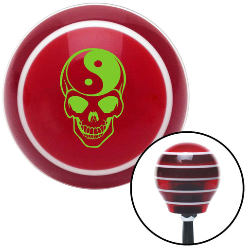 Green Yin  Yang Skull Red Stripe Shift Knob with M16 x 15 Insert