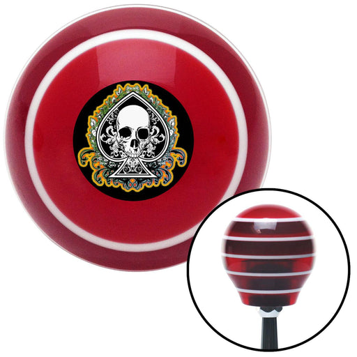 Spades n Skulls Red Stripe Shift Knob with M16 x 15 Insert