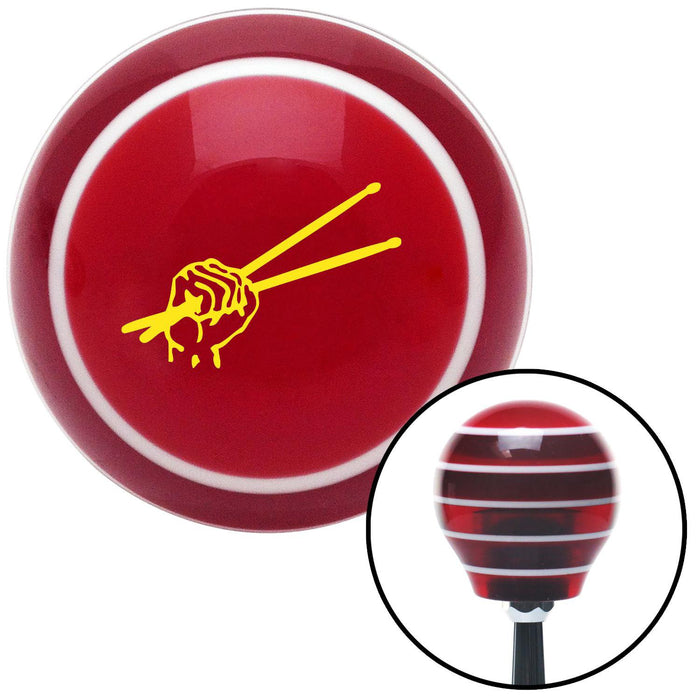 Yellow Drumsticks Clenched Red Stripe Shift Knob with M16 x 15 Insert