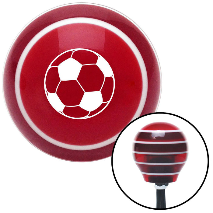 White Soccer Ball Red Stripe Shift Knob with M16 x 15 Insert