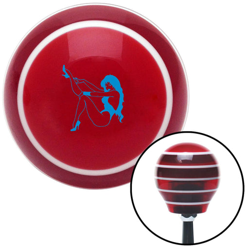 Blue Sexy Girl Detailed Silhouette Red Stripe Shift Knob with M16 x 15 Insert