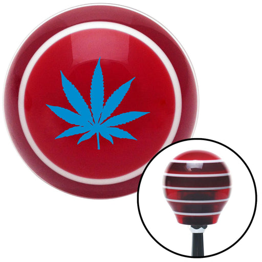 Blue Marijuana Leaf Red Stripe Shift Knob with M16 x 15 Insert