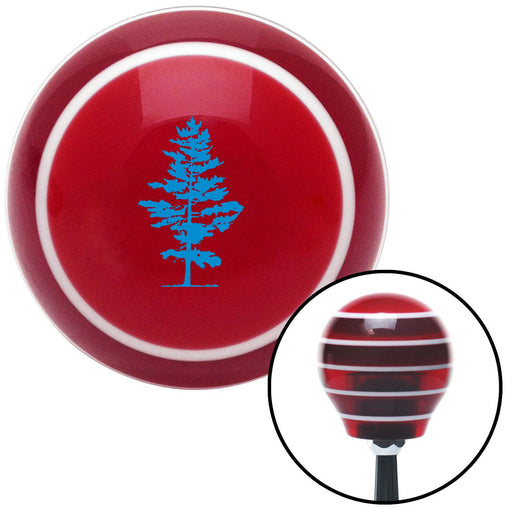 Blue Evergreen Tree Red Stripe Shift Knob with M16 x 15 Insert