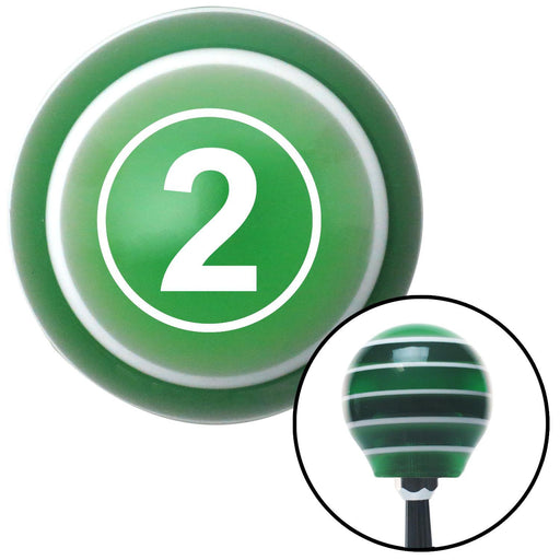 White Ball 2 Green Stripe Shift Knob with M16 x 15 Insert