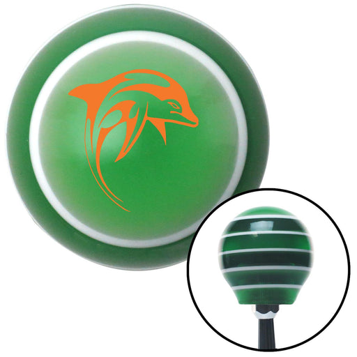 Orange Dolphin Green Stripe Shift Knob with M16 x 15 Insert