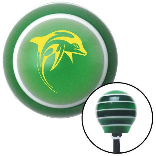 Yellow Dolphin Green Stripe Shift Knob with M16 x 15 Insert