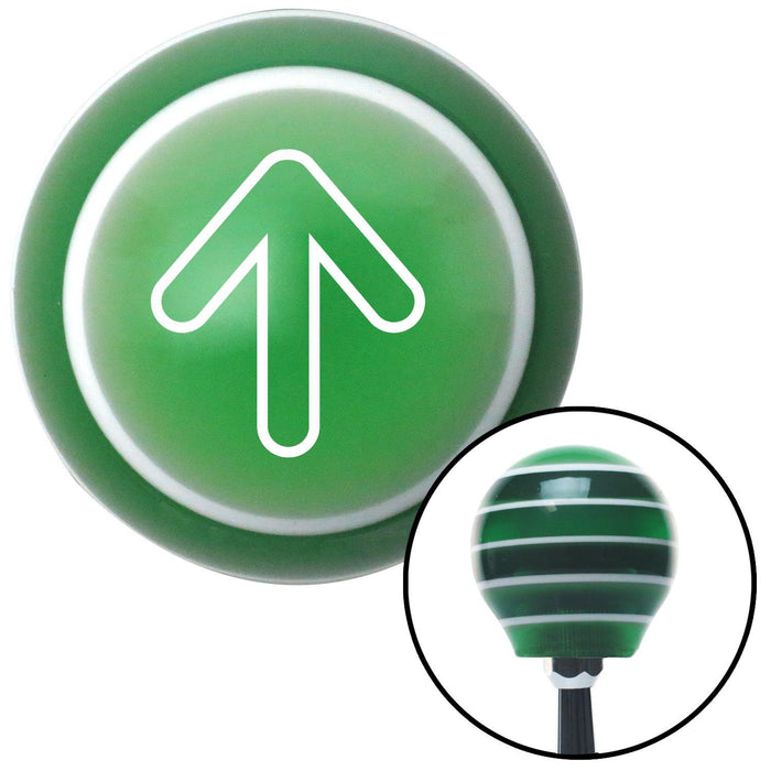 White Bubble Directional Arrow Up Green Stripe Shift Knob with M16 x 15 Insert